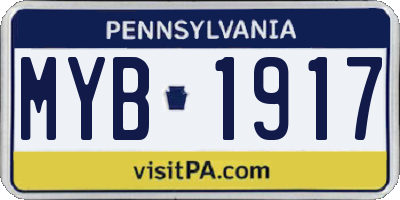 PA license plate MYB1917