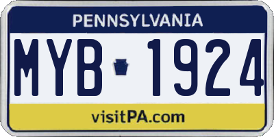 PA license plate MYB1924