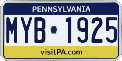PA license plate MYB1925