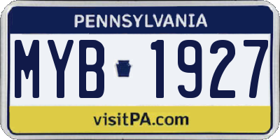 PA license plate MYB1927