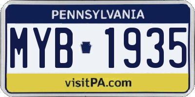 PA license plate MYB1935