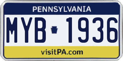 PA license plate MYB1936