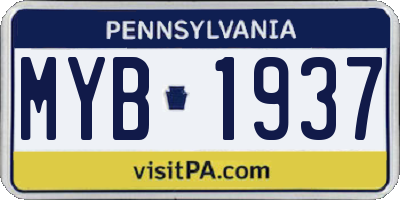PA license plate MYB1937