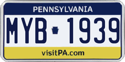 PA license plate MYB1939