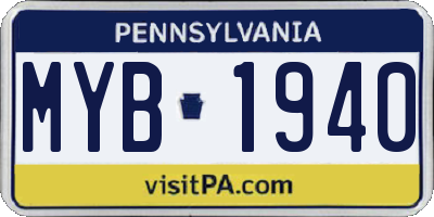 PA license plate MYB1940