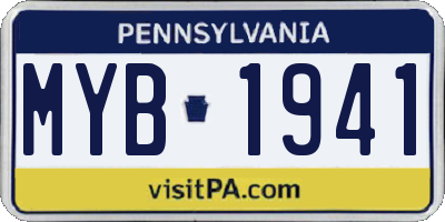 PA license plate MYB1941
