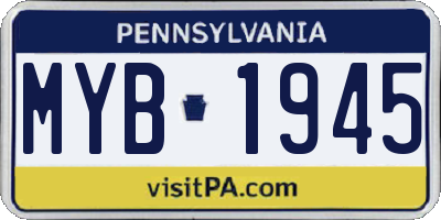 PA license plate MYB1945