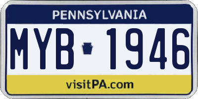 PA license plate MYB1946