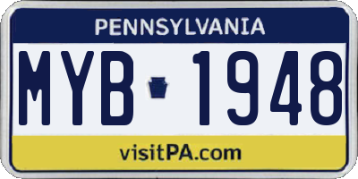 PA license plate MYB1948