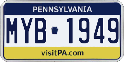 PA license plate MYB1949
