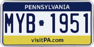PA license plate MYB1951