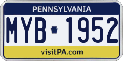 PA license plate MYB1952