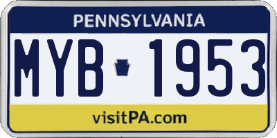 PA license plate MYB1953
