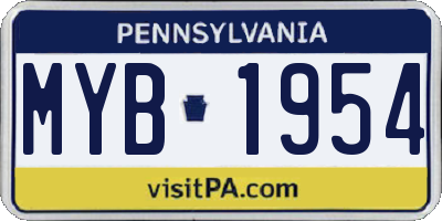 PA license plate MYB1954