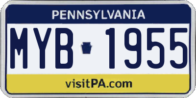 PA license plate MYB1955