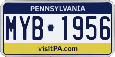 PA license plate MYB1956