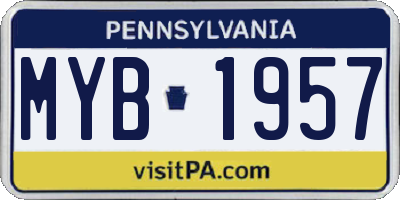 PA license plate MYB1957