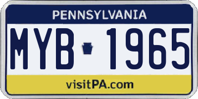 PA license plate MYB1965