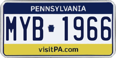 PA license plate MYB1966