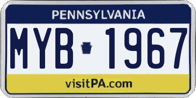 PA license plate MYB1967