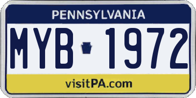 PA license plate MYB1972
