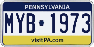 PA license plate MYB1973