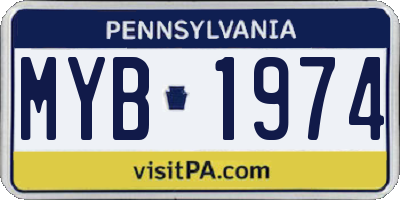 PA license plate MYB1974