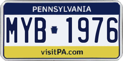 PA license plate MYB1976