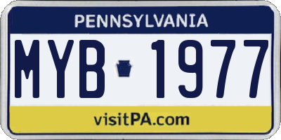 PA license plate MYB1977