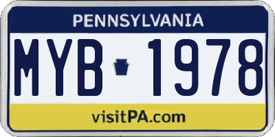 PA license plate MYB1978