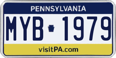 PA license plate MYB1979