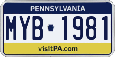 PA license plate MYB1981