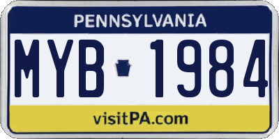 PA license plate MYB1984