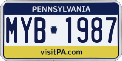 PA license plate MYB1987