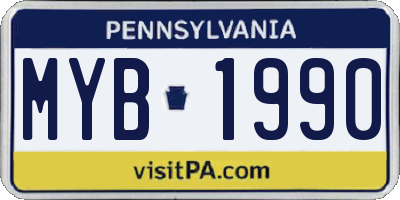 PA license plate MYB1990