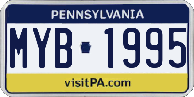 PA license plate MYB1995
