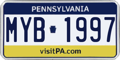 PA license plate MYB1997