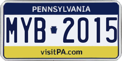 PA license plate MYB2015