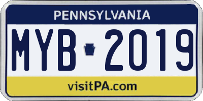 PA license plate MYB2019