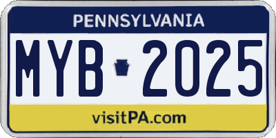 PA license plate MYB2025