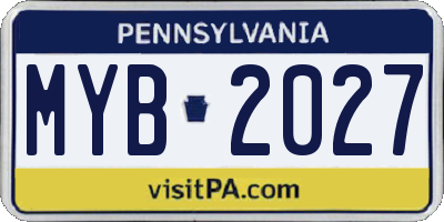 PA license plate MYB2027