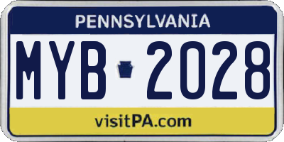 PA license plate MYB2028