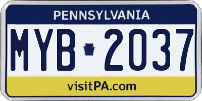 PA license plate MYB2037