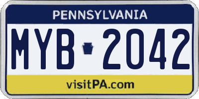 PA license plate MYB2042