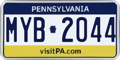 PA license plate MYB2044