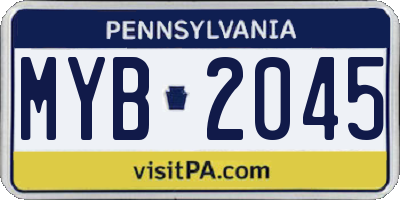 PA license plate MYB2045