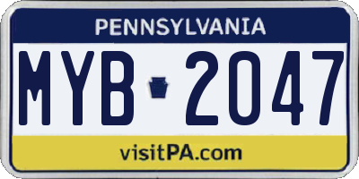PA license plate MYB2047
