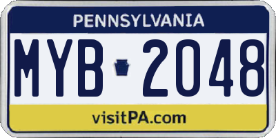 PA license plate MYB2048