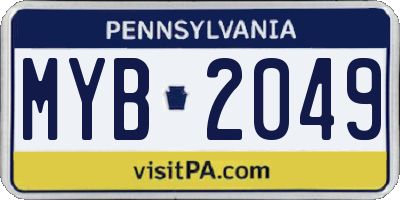 PA license plate MYB2049