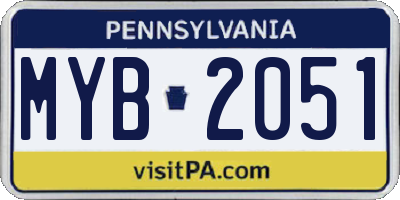PA license plate MYB2051